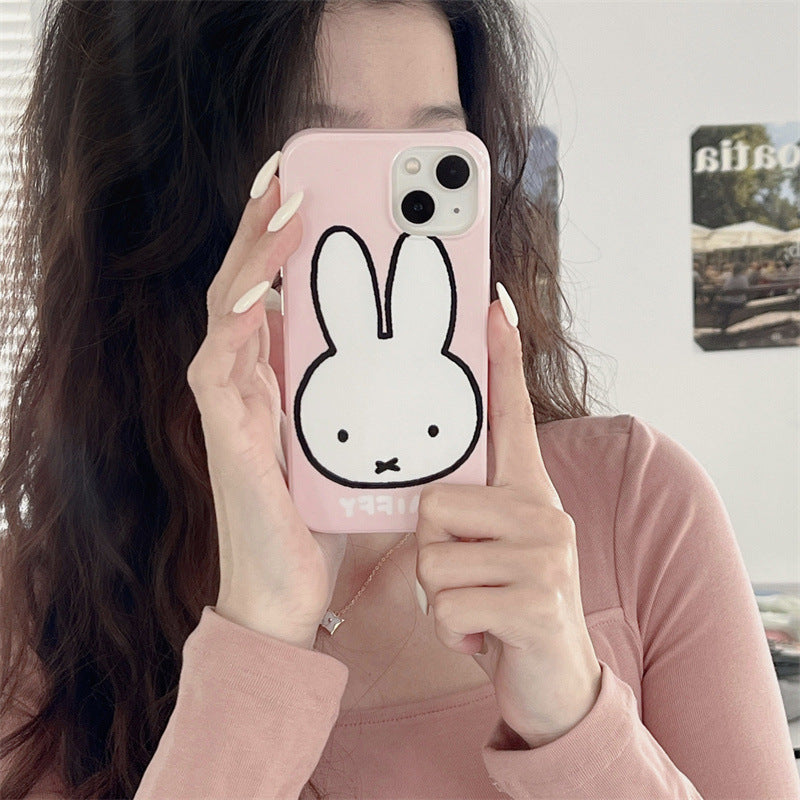 Accessories (Shipping fee not included) Cartoon pink Miffy Rabbit for Apple 14promax mobile phone case anti-drop iphone13/12 cute fun