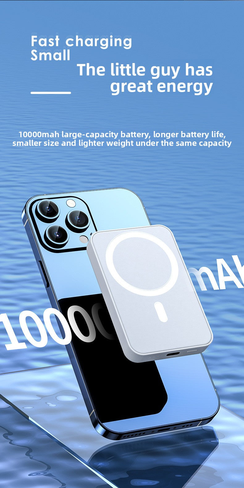 Magnetic wireless power bank 10000 mAh ultra-thin portable mobile power supply