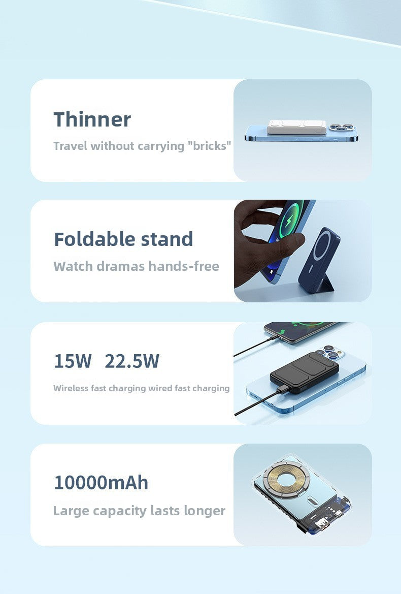 Magnetic fast charging power bank wireless with bracket mini mobile power supply