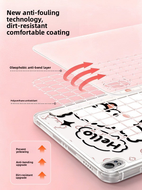 For huawei matepad tablet protective case air12 protective case se10.4 with pen slot 11.5 For glory 9 all-inclusive x10pro acrylic 115 transparent 10.8 powder line dog 2023 Tablet Accessories