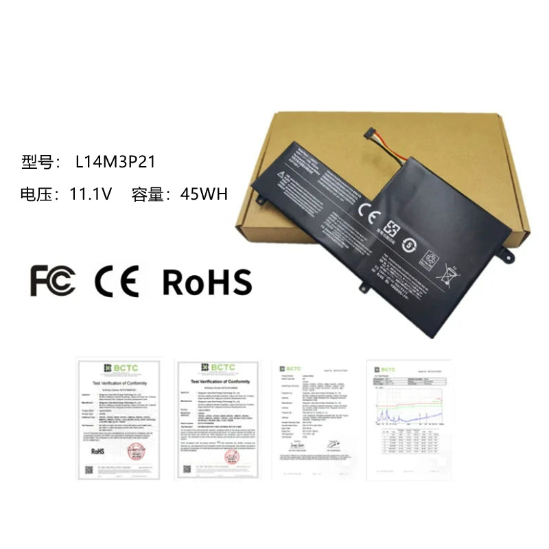 (Shipping fee not include)for于For  Lenovo 小新I2000 Flex 3 1470 Edge2 1580  repalcement battery  L14M3P21