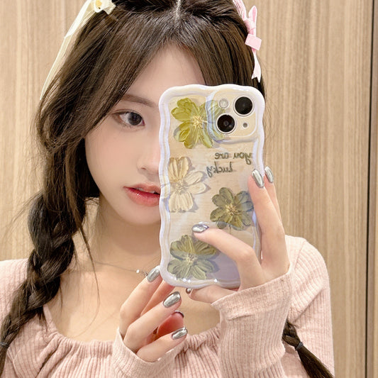 Accessories for iphone14promax new oil painting flower apple 13promax mobile phone case 12 silicone soft case 11