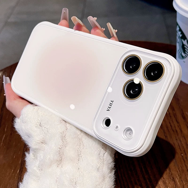Gradual change smudged glass for iPhone 17promax mobile phone case The new iPhone16 seconds becomes larger Windows integrated lens film 15pro Ice cooling women's case Phone accessories