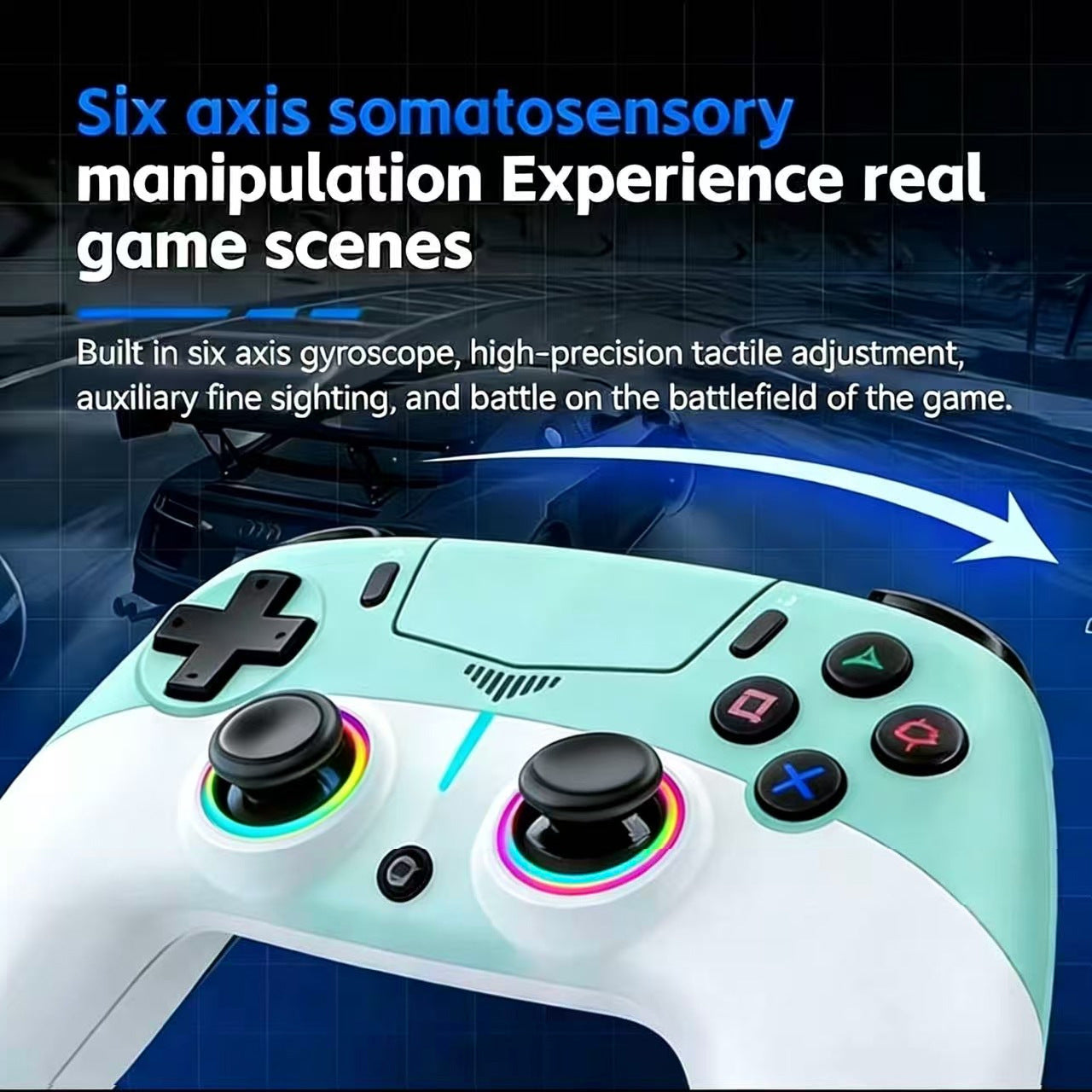2025 new private model gamepad PS5 Bluetooth controller with RGB light macro programming with microphone