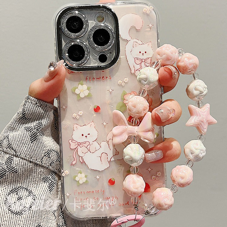 Accessories Superior sense shell flower rabbit cat bracelet iphone15pro max mobile phone case apple 13 new