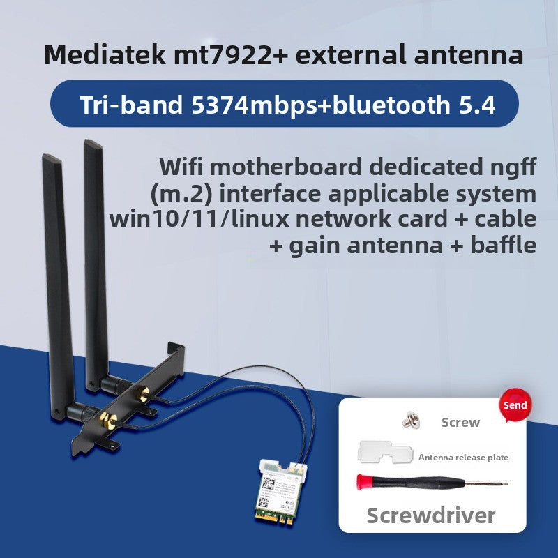 Wifi card for MT7922/MT7925/MT7902 WiFi6 WiFi6E MediaTek AW-XB604NF MT7921K MT7927 MT7922A22M MT7902 MT7925B22M RZ616 RZ608 RZ717 RZ608 0C011-00300100 0R5DHJ Wireless network interface card Bluetooth 5.4 Laptop Desktop AMD