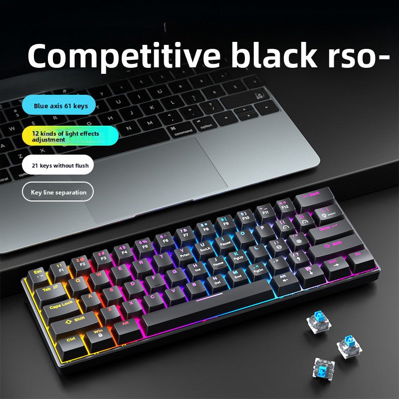 Real mechanical wired keyboard and mouse macro hot-swappable wireless three-mode green axis e-sports gaming office laptop