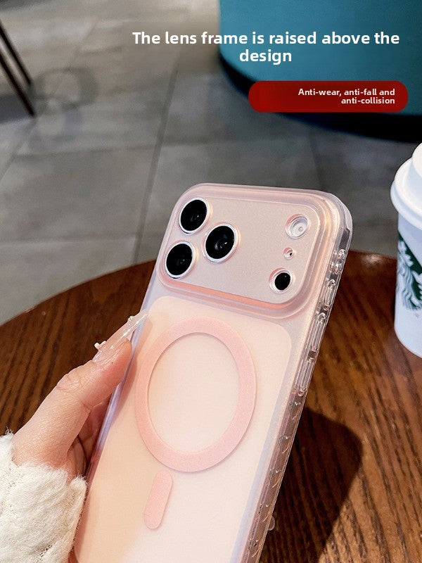 Ice mist matte magnetic suction for iPhone 17promax mobile phone case New iPhone16 transparent silicone soft edge matte magnetic suction protective case 15pro button all-inclusive protection Phone accessories