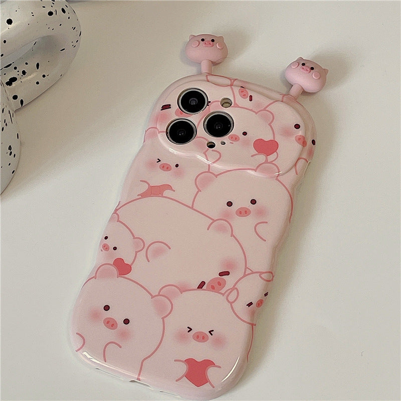 Accessories Pink cute piggy shaking doll for iphone14promax iPhone 13 case 11 new 14pr