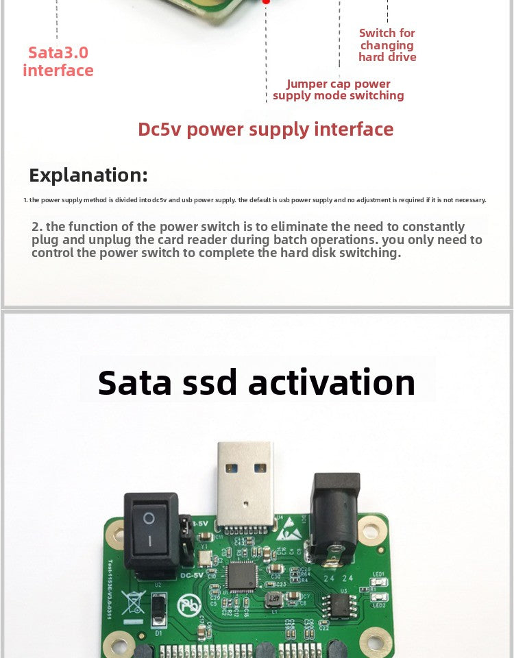 USB to SATA SSD Solid State Drive Card Opener adapter board SSD card opener SATA Card Reader test and repair tool ASM1153E repair tools