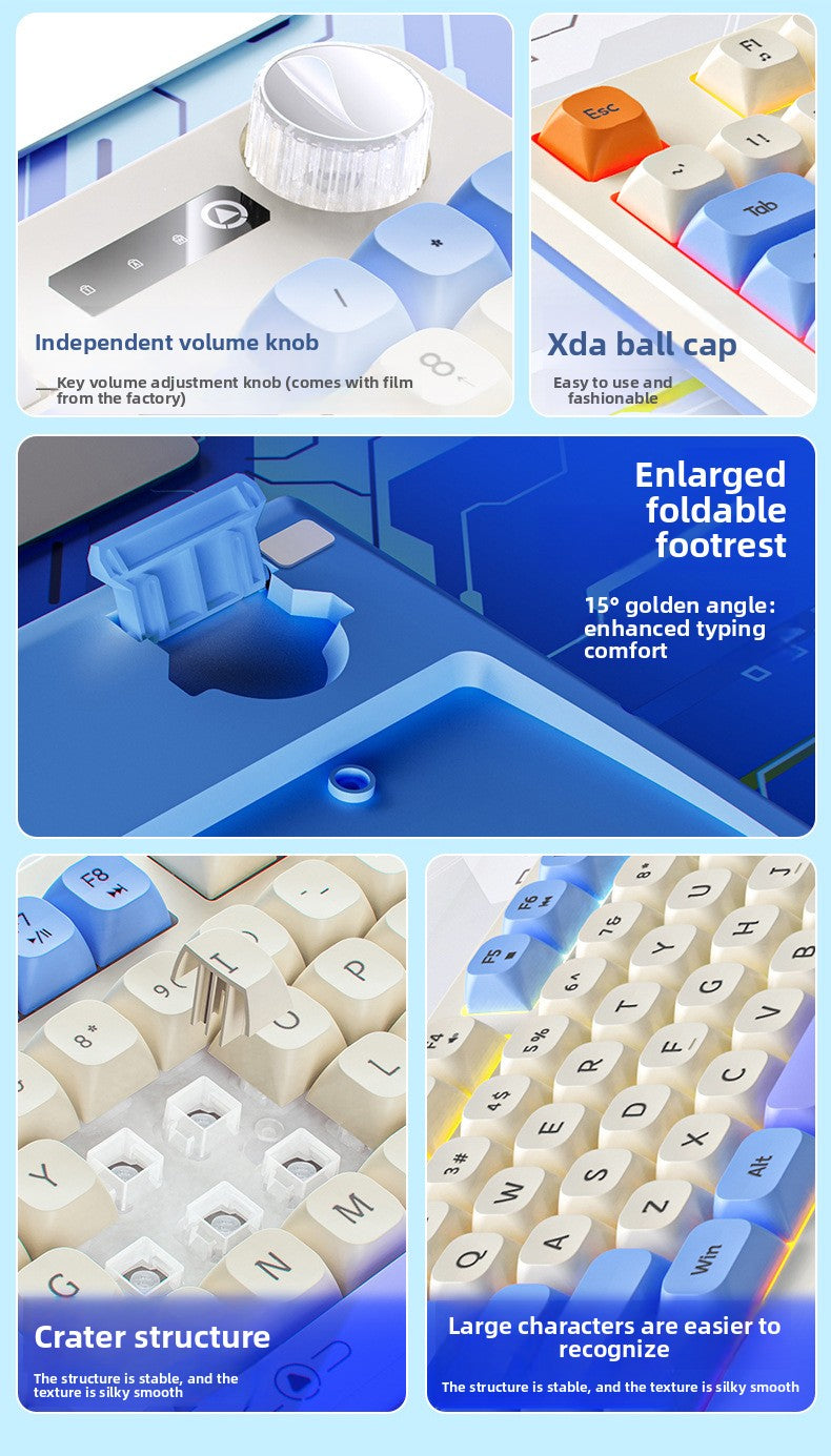 Silver engraving km900 custom game keyboard and mouse set, color matching wired luminous desktop computer accessories