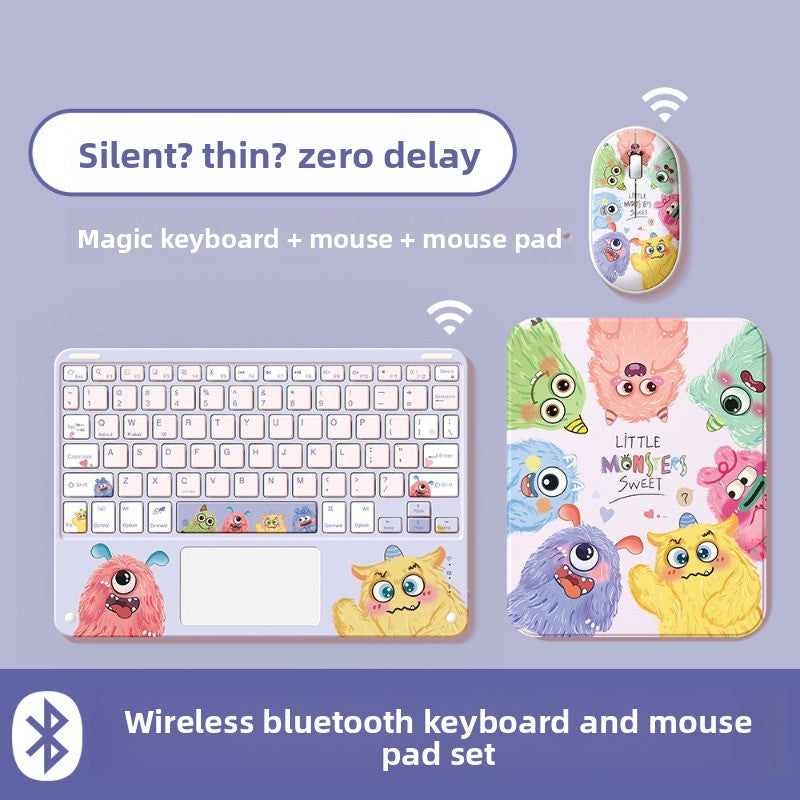 Wireless Bluetooth Keyboard Set For Apple Huawei Xiaomi Tablet PC Special External iPad Keyboard Mouse Set Office Silent No Delay Comfortable and Thin Little Monster Tablet Accessories