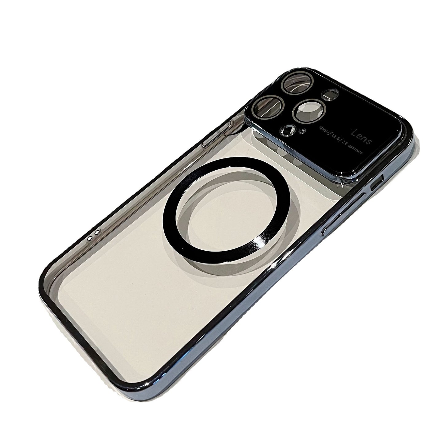 Accessories (Shipping fee not included) Magnetic large window goggles for iPhone14promax mobile phone case Apple 13 electroplated transparent protective case male