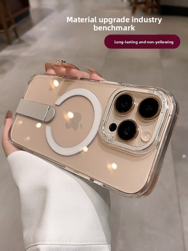 For iphone17promax mobile phone case women's iPhone 17pro new rotating bracket 15 transparent magnetic suction 14plus all-inclusive anti-drop 13 advanced 12p protective case ultra-thin Phone accessories