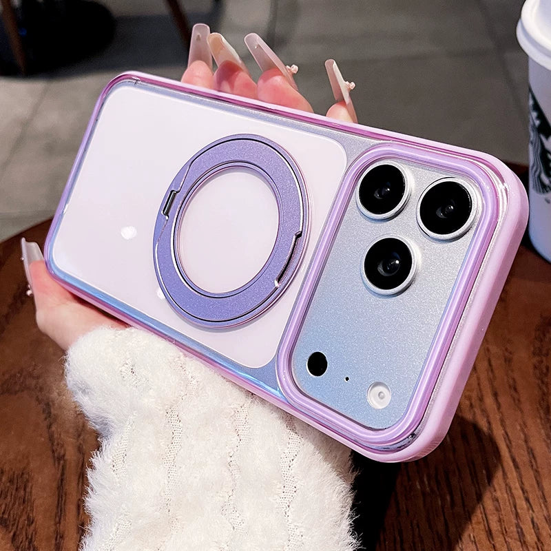 Transparent jelly holder For iPhone 18promax mobile phone case New iPhone17 women's large hole frame dopamine anti-drop protective case 16pro simple niche case Phone Accessories