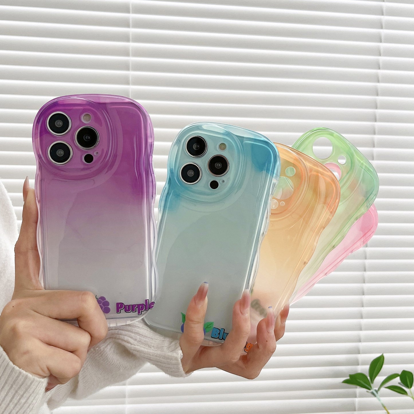 Accessories Japanese and Korean transparent airbag wave smudge English iPhone14promax mobile phone case Apple 13 Pro anti-drop 12