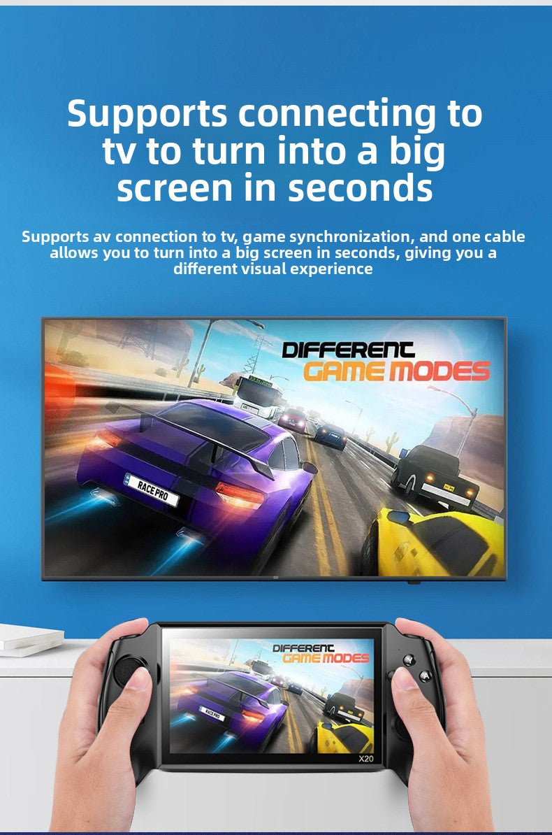 7" inch X20 IPS HD Dual joystick psp 4500mAh rechargable 2.4G Support wireless gamepad Linux games Handheld Game Player console GBA nostalgic retro NES game console FC