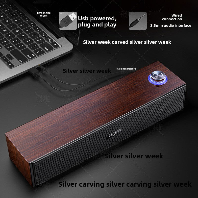 Silver Diao A36 Wood Bluetooth Audio USB Smart Computer Speaker Subwoofer