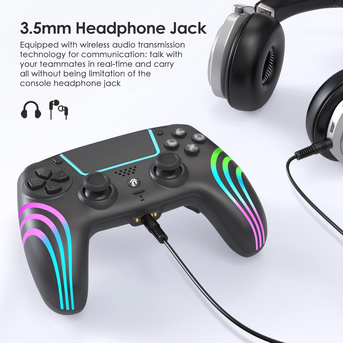 PS4 wireless handle, Bluetooth somatosensory gamepad, colorful lights P4 controller, computer PC tablet universal handle