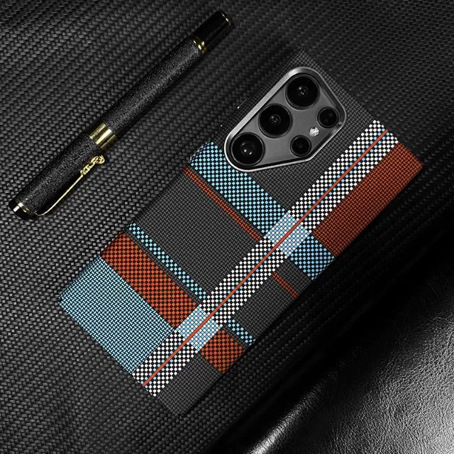 For Samsung S25Ultra Mobile Phone Case S24Ultra Kevlar 600D Skin Sense Hard Case S25 Premium S23 Anti-drop Galaxys24 + Built-in Magsafe Magnetic Case Hard Case Phone accessories