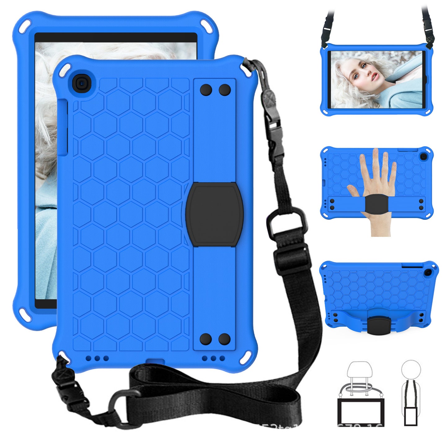 Suitable for Samsung tablet T510/T515 protective case EVA anti-drop case 10.1 inch hand rest bracket 2019 shoulder strap protective Accessories