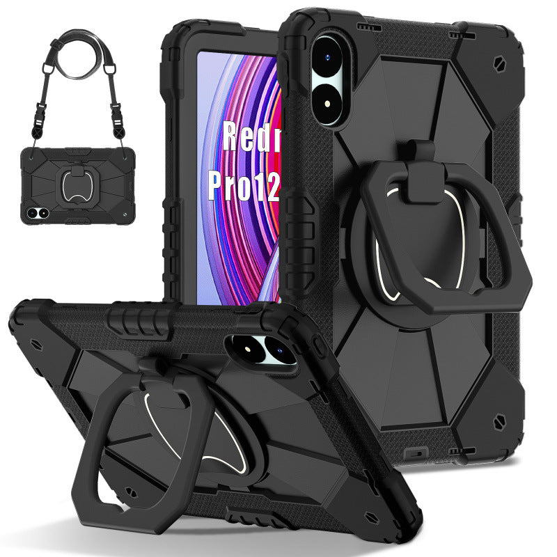 For Redmi Pad Pro 12.1 2024 Silicone Case Three Anti-Rotary Bracket Portable Protective Accessories