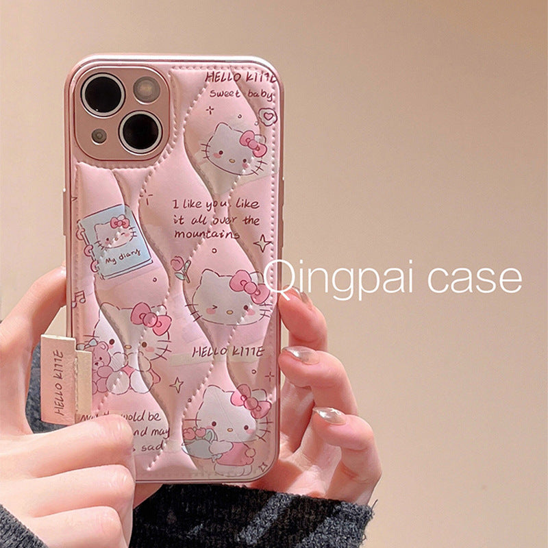 Accessories Leather ins Girl Cat Applicable iPhone15Pro Mobile Phone Case Apple 14 New 13 Women's 12 Pink 11