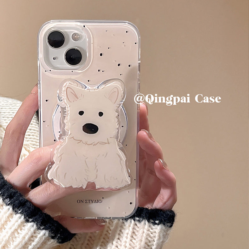 Accessories Korean ins puppy magnetic suction bracket for iPhone15promax mobile phone case Apple 14 new 13 women's models