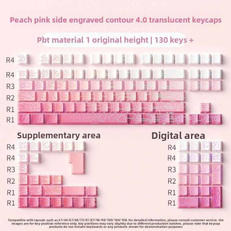 Side engraved keycap two-color character light transmission PBT original factory highly adapted mechanical keyboard keycaps full set