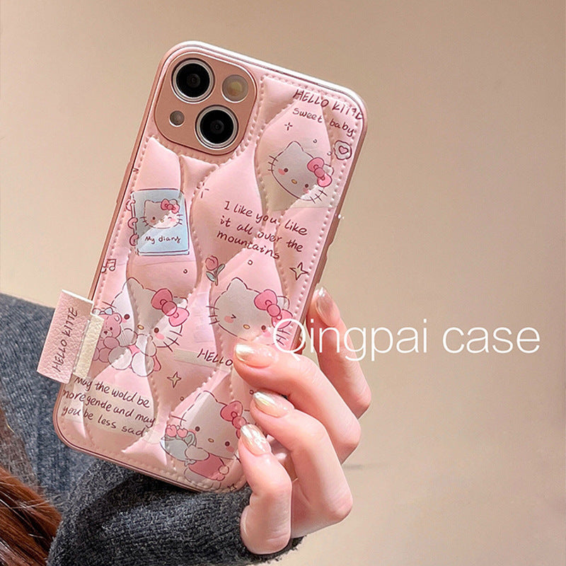 Accessories Leather ins Girl Cat Applicable iPhone15Pro Mobile Phone Case Apple 14 New 13 Women's 12 Pink 11