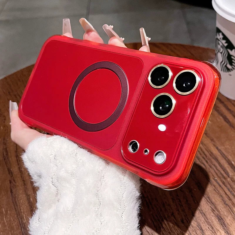 Airbag anti-drop magnetic suction for iPhone 17promax mobile phone case The new iPhone16 seconds becomes larger Windows with lens film Magnetic suction protective case 16pro Airbag anti-drop case Phone accessories