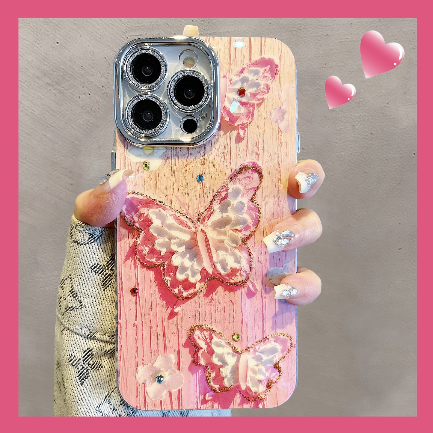 Accessories for iphone15promax mobile phone case 13 Korean style ins diamond butterfly 14 new 15promax apple 1