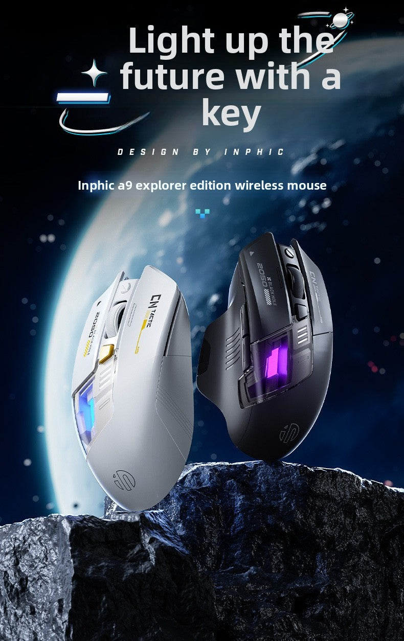 A9 Exploration Edition Bluetooth Wireless Mouse Silent Rechargeable Three-mode Office Game Glow