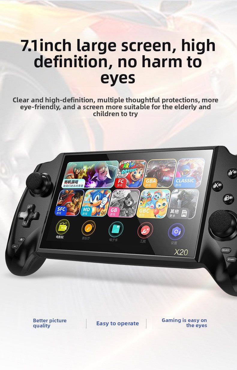 7" inch X20 IPS HD Dual joystick psp 4500mAh rechargable 2.4G Support wireless gamepad Linux games Handheld Game Player console GBA nostalgic retro NES game console FC