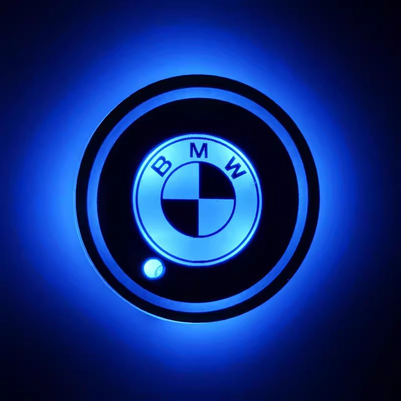 (Free shipping) Full brand Car LED light water coaster Colorful water coaster Car atmosphere light USB charging Non-slip mat