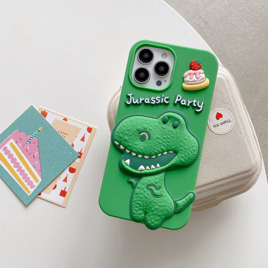 Accessories (Shipping fee not included) Stereo green dinosaur for iPhone14promax Apple 13 mobile phone case 12 new 11 creative 14Pro