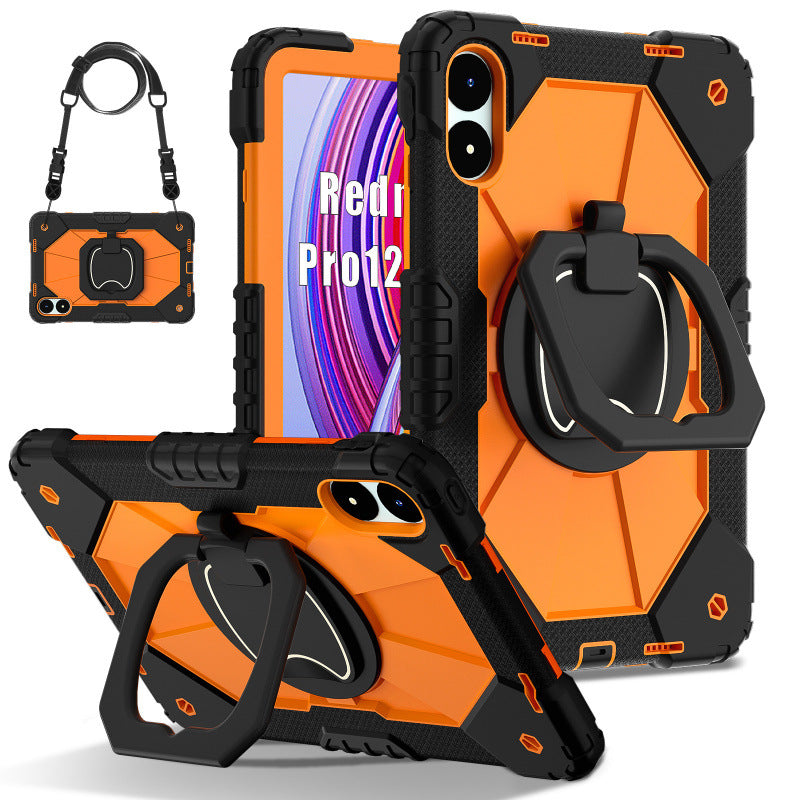 For Redmi Pad Pro 12.1 2024 Silicone Case Three Anti-Rotary Bracket Portable Protective Accessories