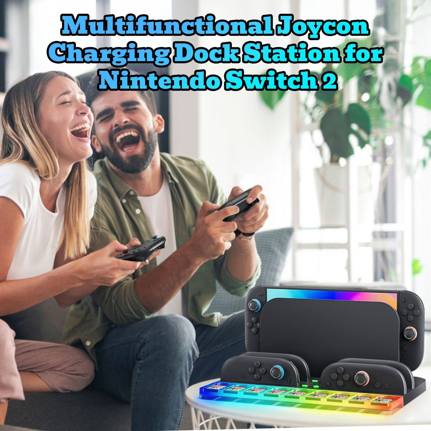 New SWITCH2 storage seat charger, host handle card storage NS2 RGB glare light handle fast charging