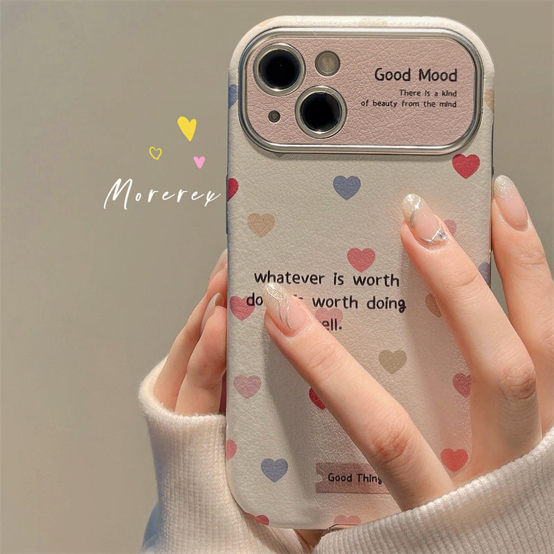 Accessories ins wind simple color love for apple 14 mobile phone case solid color iphone15promax girl heart new