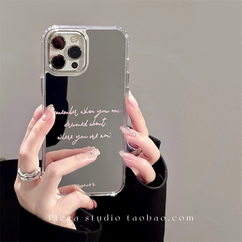 Accessories (Shipping fee not included) Korean style ins simple English mirror surface for iphone14 mobile phone case Apple 13 Pro max creative personality 12