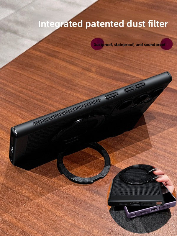 For Samsung s25ultra mobile phone case s24 + new 360 magnetic bracket s23 ultra-thin s22 protective case por anti-drop note all-inclusive heat dissipation black MagSafe men's and women's summer hard case Phone accessories