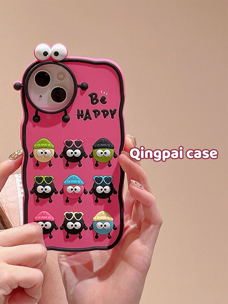 Accessories are suitable for Apple 14promax mobile phone case, the new iphone15 three-dimensional small coal briquettes, women's 13 cartoon cute.