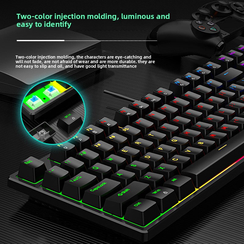 Wired real mechanical keyboard RGB blue axis 104 key game e-sports office, full key without punch