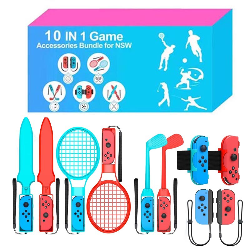 Switch Sports10 in 1 Somatosensory Sports NS Tennis Racket Golf Fitness Ring Lightsaber Accessories Set