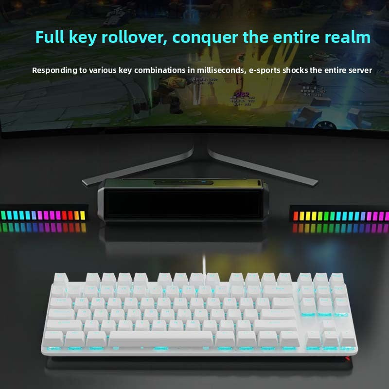 87-key true mechanical keyboard with mixed light RGB plug enhances the appearance level and is suitable for e-sports, office games and other uses