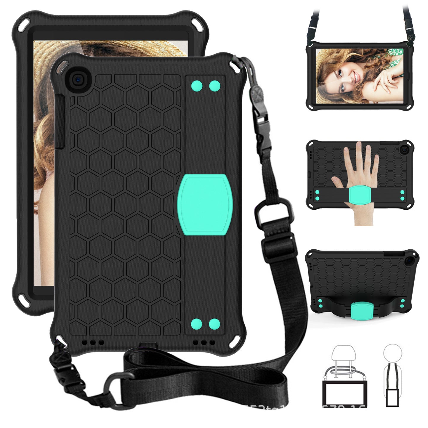 Suitable for Samsung tablet T510/T515 protective case EVA anti-drop case 10.1 inch hand rest bracket 2019 shoulder strap protective Accessories