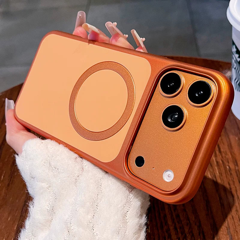 Contrast color electroplating magnetic suction for iPhone 17promax mobile phone case New iPhone16 matte texture strong magnetic adsorption hard case 15pro simple niche case Phone accessories