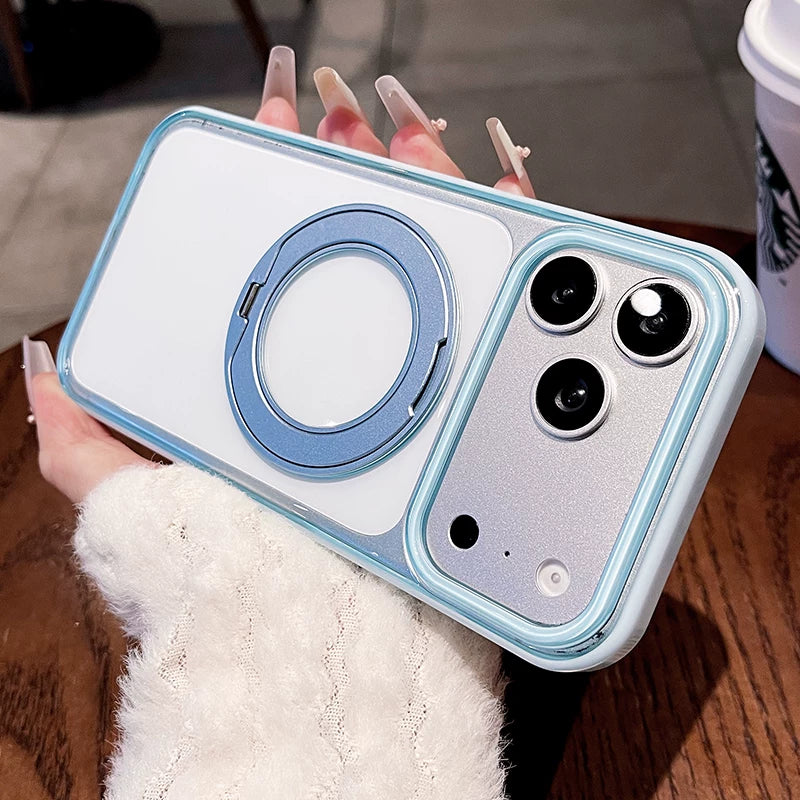 Transparent jelly holder For iPhone 18promax mobile phone case New iPhone17 women's large hole frame dopamine anti-drop protective case 16pro simple niche case Phone Accessories