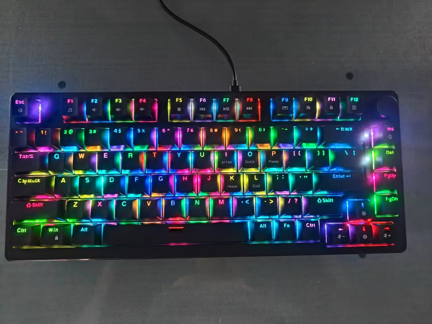 81-Key Gaming Mechanical Keyboard Hot Swap Shaft Body Volume Knob Game Wired RGB