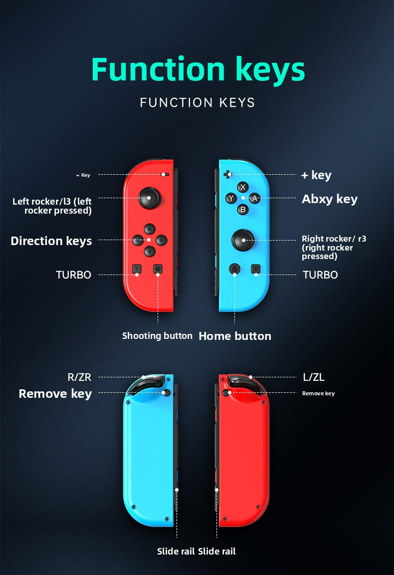 Switch joycon left and right gamepad colorful RGB light effect wake up 5.2 Bluetooth vibration somatosensory